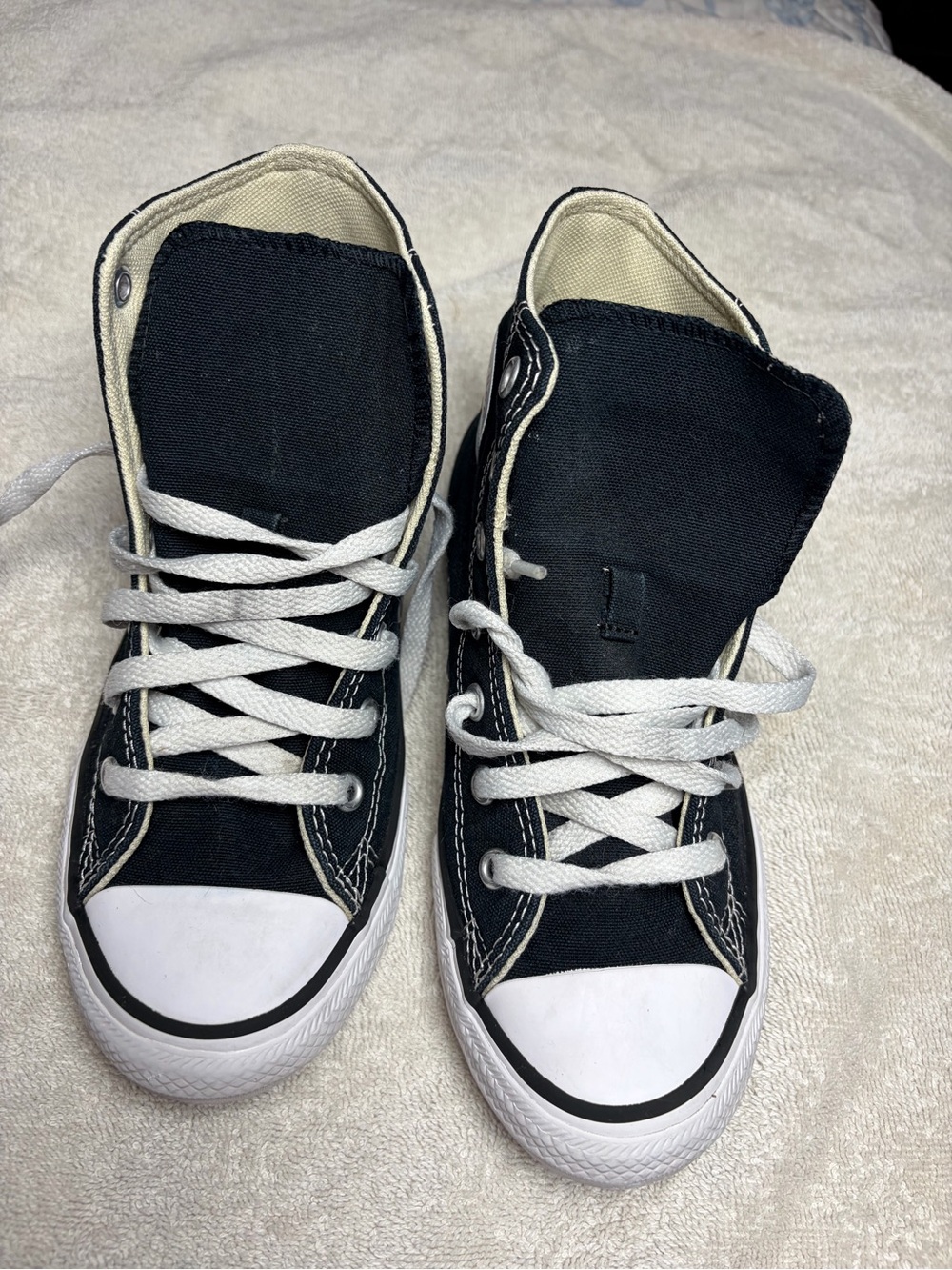 Classic Black Canvas Kids Sneakers with White Toe